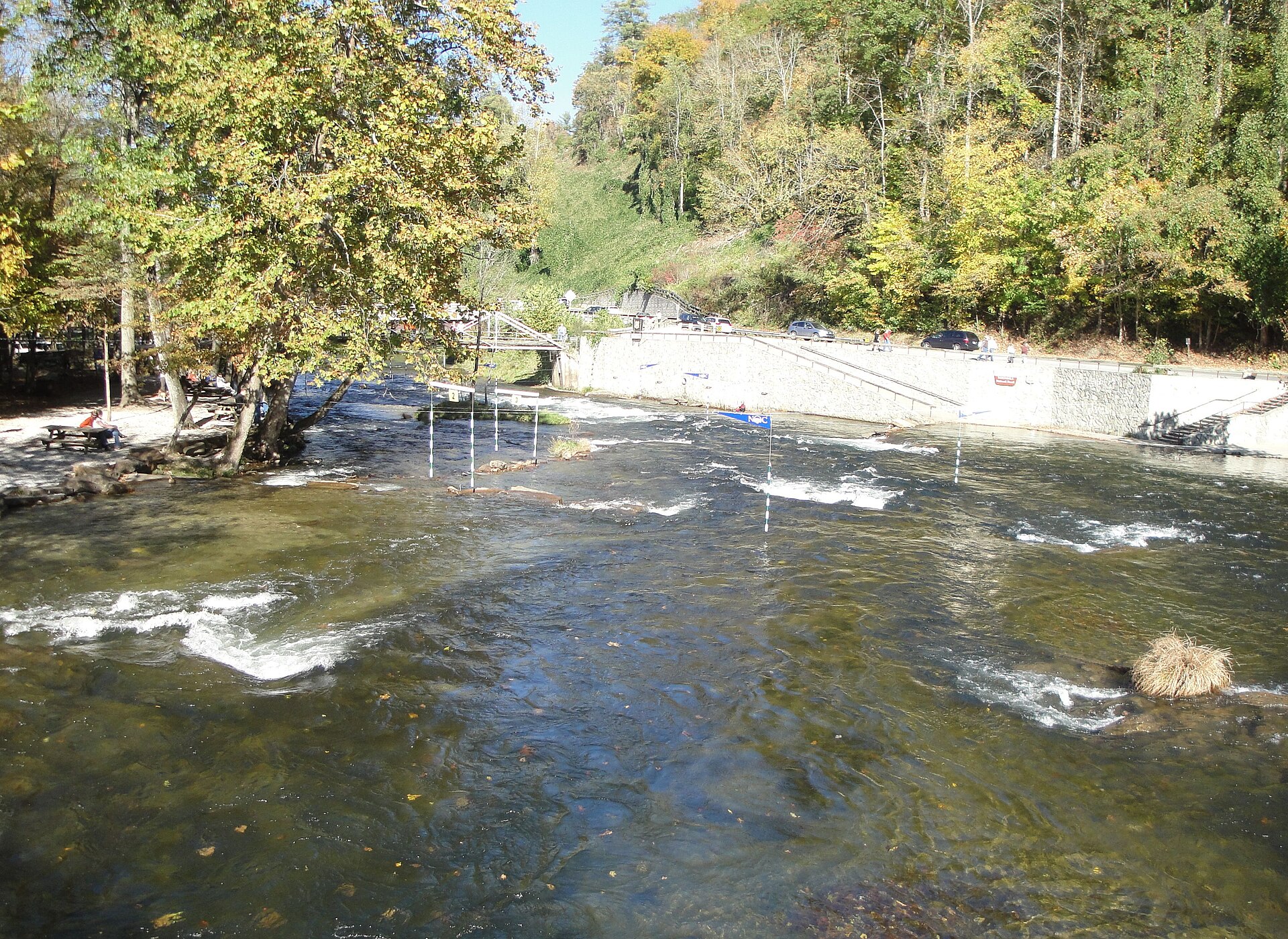 The Nantahala River at the NOC with slalom gates
